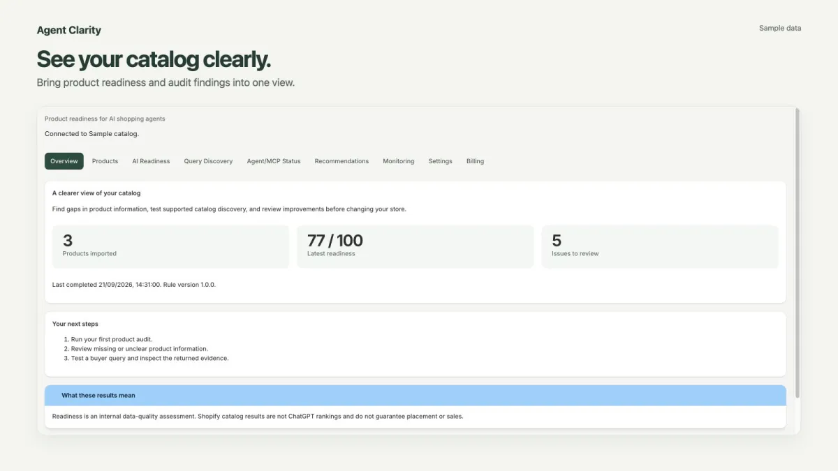 Agent Clarity settings in the Shopify admin